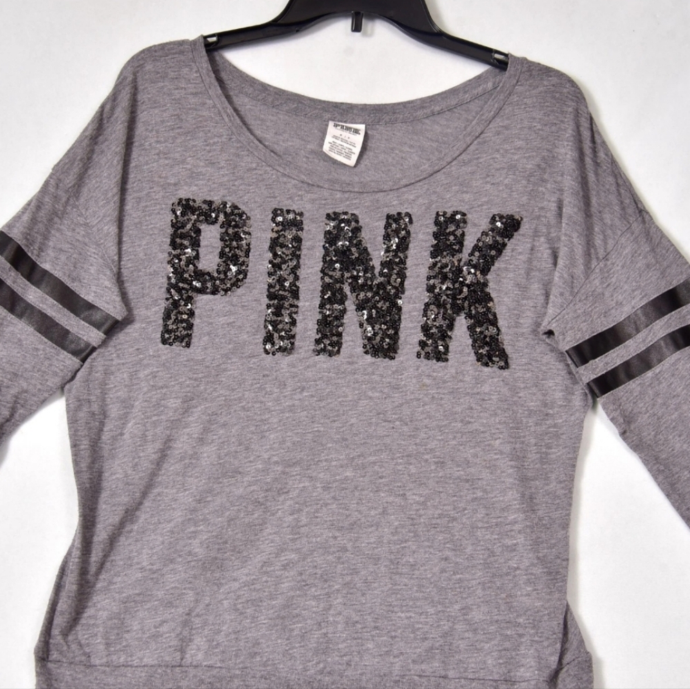 Victoria's Secret Gray Graphic 3/4 Sleeve Hoodie